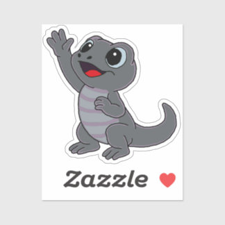 Sticker Lézard de dessin animé gris mignon pour bouteille 