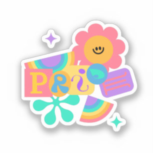Sticker LGBT+pride. Amour arc-en-ciel. Tournesol amour.