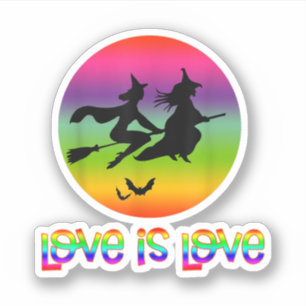 Sticker Lgbt Pride Gay Halloween Deux Sorcières L'Amour Es