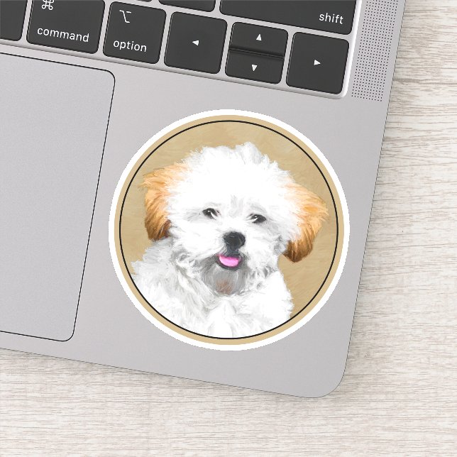 Sticker Lhasa Apso Puppy Peinture - Cute Original Chien Ar (Détail)