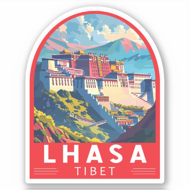 Sticker Lhasa Tibet Voyage Art Vintage (Devant)