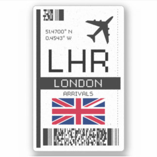 Sticker LHR London, Angleterre Airport Boarding Pass