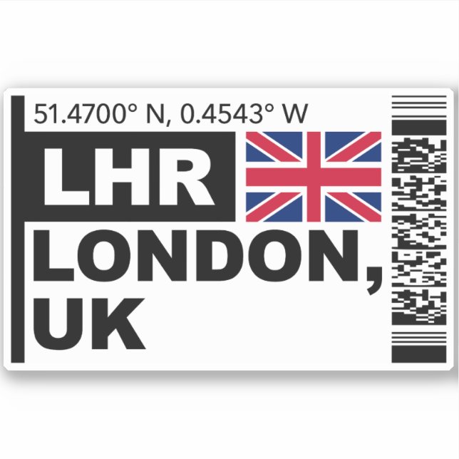Sticker LHR London Boarding Pass - England, UK Travel (Devant)