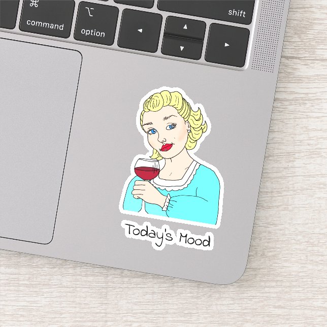 Sticker L'humeur d'aujourd'hui, dame rétro avec verre de v (Détail)