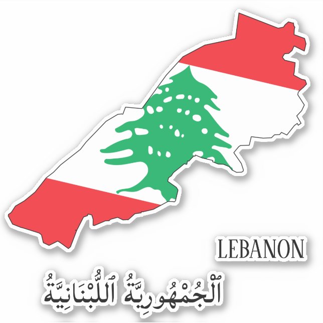 Sticker Liban Drapeau Charme Carte Patriotique (Devant)