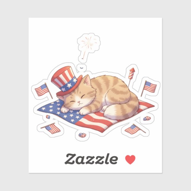 Sticker Liberté de sieste - Chat patriotique (Feuille)
