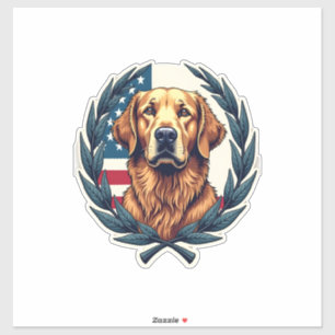 Sticker Liberty Golden Retriever Vintage Tee Patriotique