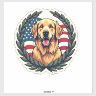 Sticker Liberty Golden Retriever Vintage Tee Patriotique 4