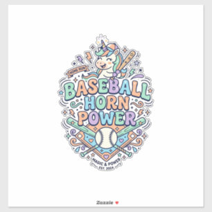 Sticker Licorne Baseball Corne Puissance Kawaii Conception