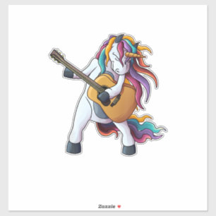 Sticker Licorne Cool Jouant de la Guitare _ Drôle Animal G