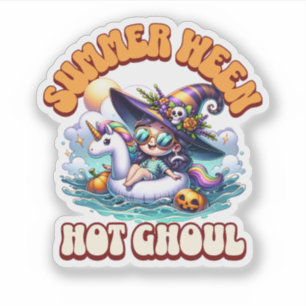 Sticker Licorne de piscine en forme de sorcière mignonne p
