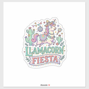 Sticker Licorne Llamacorn Fiesta Premium Vector POD Artwor