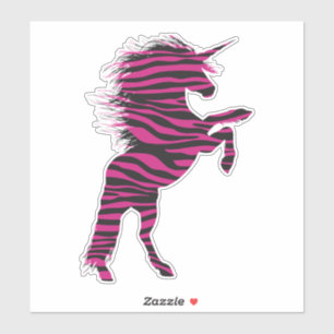 Sticker Licorne rose et noire d'impression de zèbre
