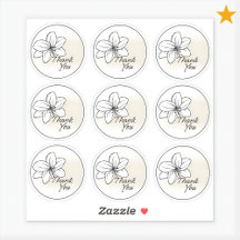 Light Modern Minimal Gray Flower Drawing Thank You