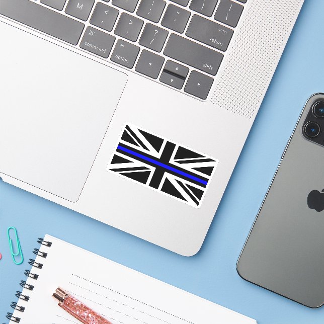 Sticker Ligne Bleue fine - Royaume-Uni (Ordinateur portable avec iPhone)