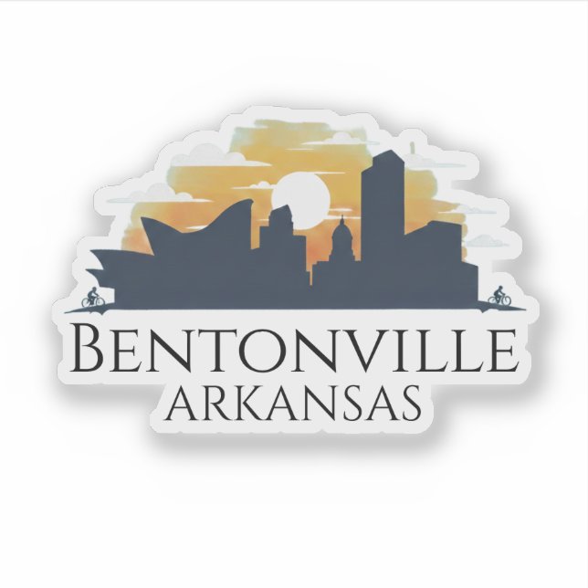 Sticker Ligne d'horizon de Bentonville, Arkansas (Devant)