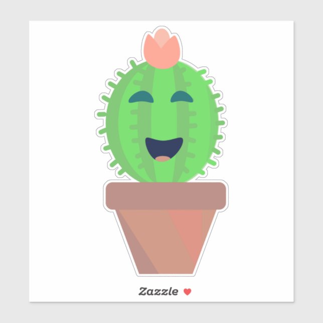 Sticker Lil Cactus Cute Cartoon Cactus (Feuille)