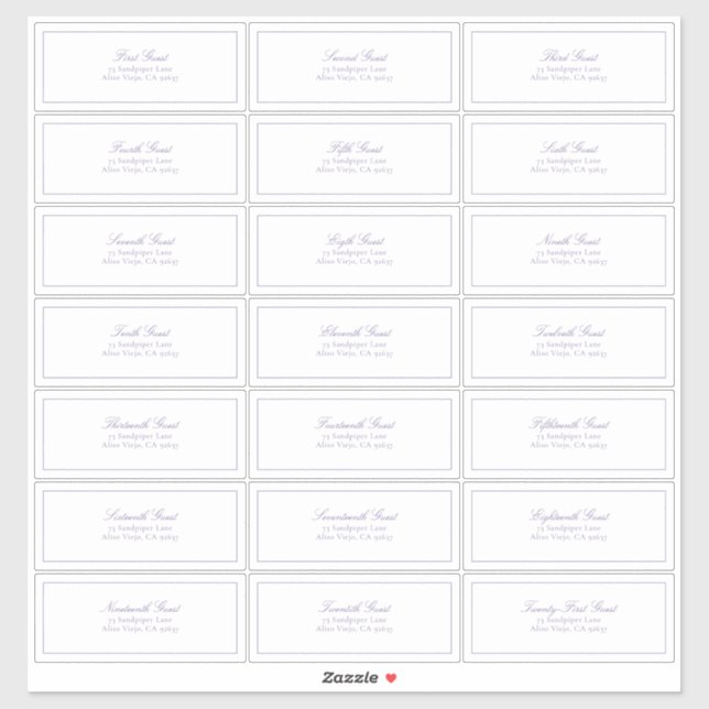 Sticker Lilac Lavender Classic Script Adresse Invité (Feuille)