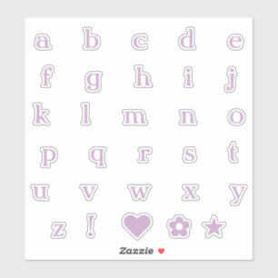 Sticker Lilac Lettres de texte Coque inférieur Alphabet Ét