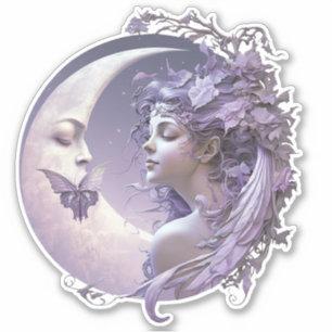 Sticker Lilac Lune Fée et Papillon