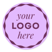 Sticker Lilac Purple Custom Logo Scalloped Circle
