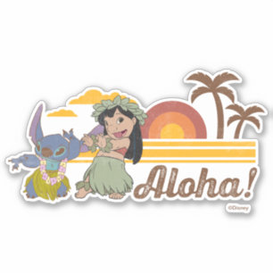 Sticker Lilo et Stitch   Aloha