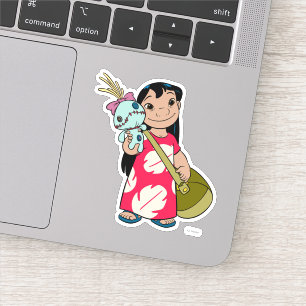 Sticker Lilo & Stitch Lilo avec muumuu mumu à fleurs rouge