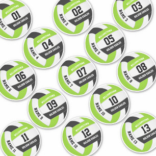 Sticker lime noir 13 joueurs personnalisés noms volleyball