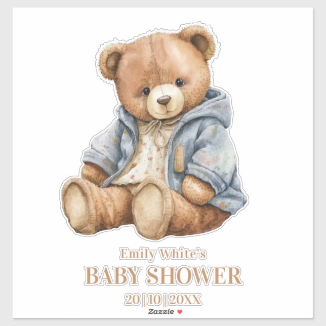 Sticker L'Invitation Baby shower De L'Ours En Teddy Peut A (Feuille)