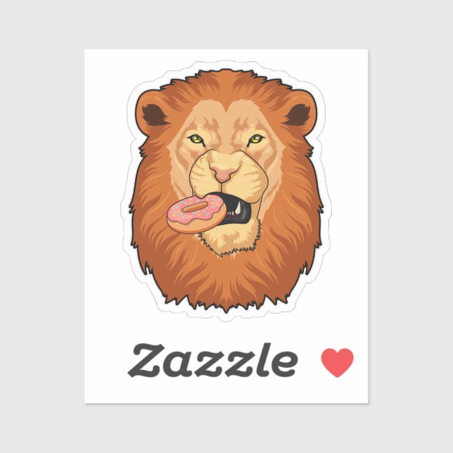 Sticker Lion avec Donut (Feuille)