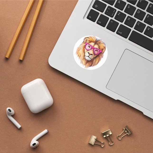 Sticker Lion avec lunettes roses (Créateur téléchargé)