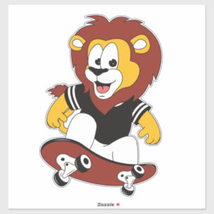 Sticker lion avec skateboard