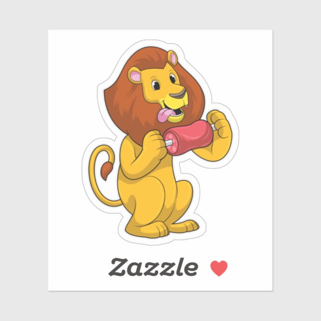 Sticker Lion avec viande (Feuille)