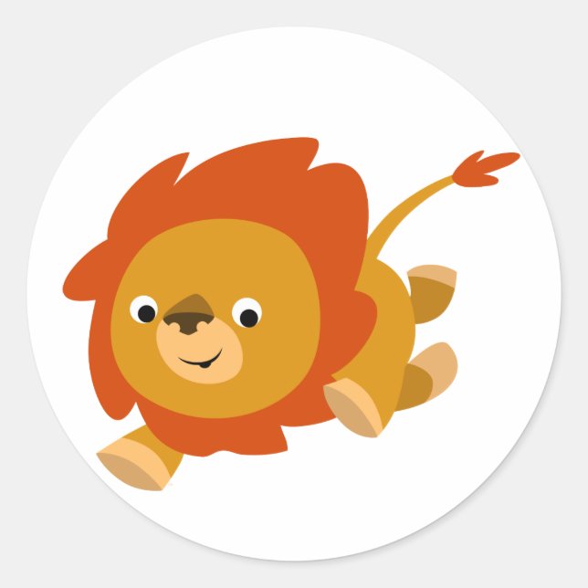 Sticker Lion Cartoon Fast Cute (Devant)