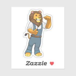Sticker Lion comme tournevis de Handyman