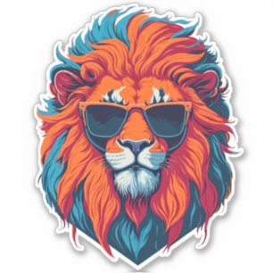 Sticker Lion élégant avec lunettes de soleil tendance