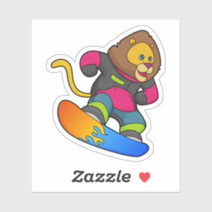 Sticker Lion en Snowboard avec Snowboard