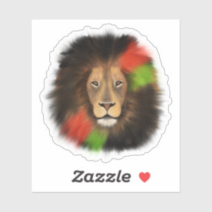 Sticker lion fierté noire rouge vert unité jungle chat roi