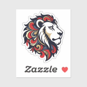 Sticker Lion Floral Majestueux - Mascotte Royale Stylisée 