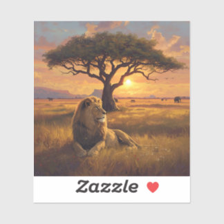 Sticker Lion majestueux se reposant sous un arbre dans une