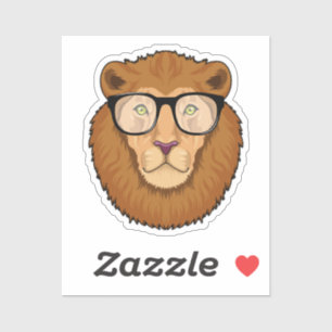 Sticker Lion Nerd avec lunettes