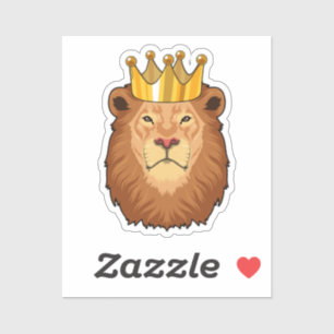 Sticker Lion roi avec couronne