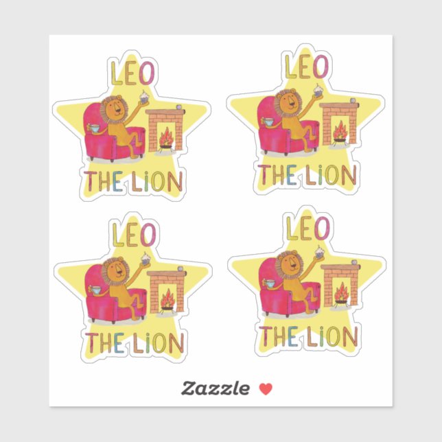Sticker Lion zodiaque Lion mignon lion (Feuille)