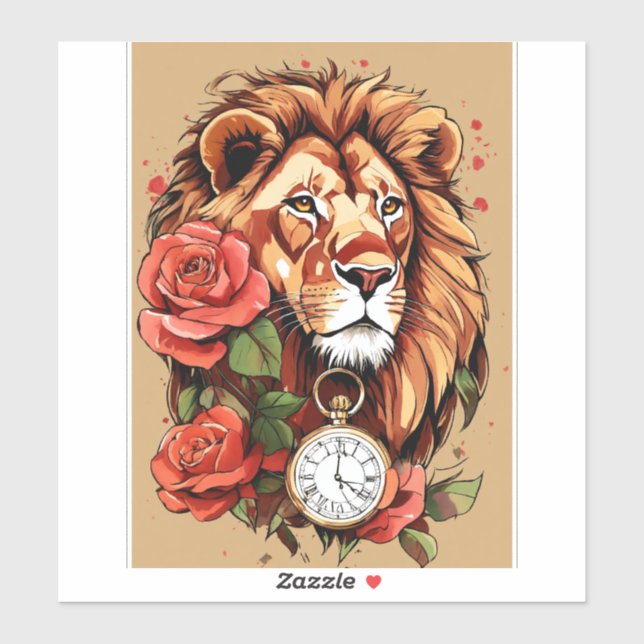 Sticker Lioness Rose (Feuille)