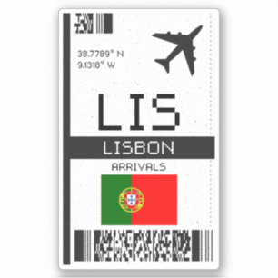 Sticker LIS Lisbonne Boarding Pass - Portugal Travel