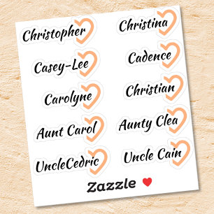 Sticker Liste de invités personnalisée 10 Noms Calligraphi