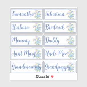Sticker Liste de invités personnalisée 10 Noms Fleurs Myos