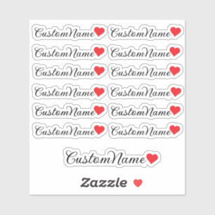 Sticker Liste de invités personnalisée avec cœur - 12 noms