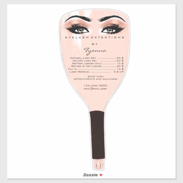 Sticker Liste De Prix Sur Le Bouclier Visage Pink Lashes E (Feuille)