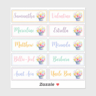 Sticker Liste d'invités 10 Noms Calligraphie Bouquet Paste